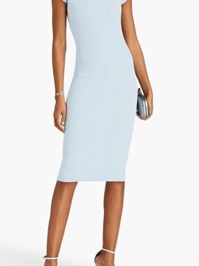 Herve Leger Pale Blue Ribbed Midi Dress